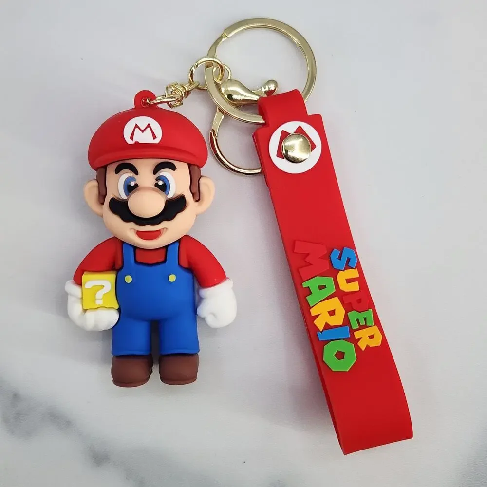 *NEW* Mario! Super Mario 3D Figure Keychain & Strap Red figure with a ? Block